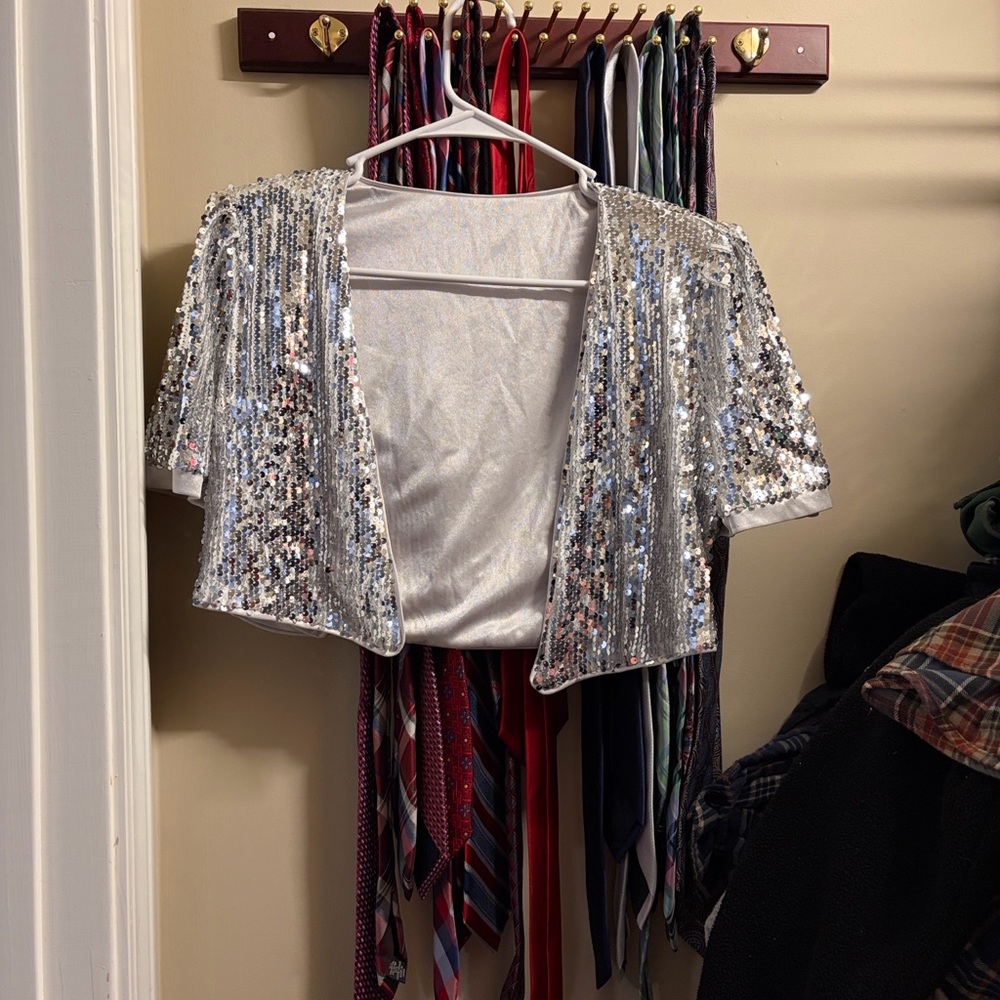Silver sequin cropped cardigan
